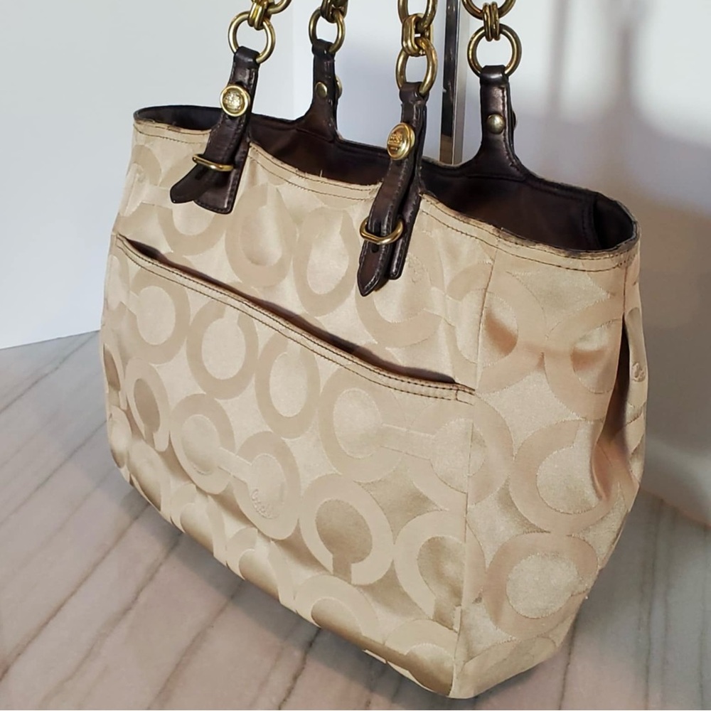 Coach Mia Op Art Beige Gold Shoulder Bag 15758 - Picture 10 of 16